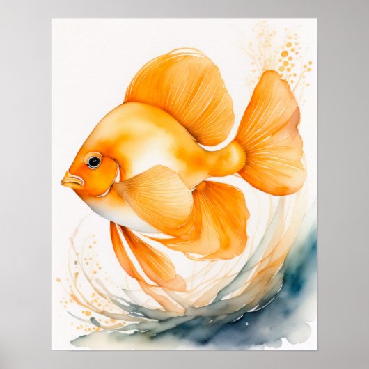 Waterverf Schilderen van Oranje vis II Poster (Voorkant)