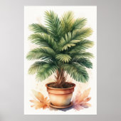 Waterverf Schilderen van Palmboom in Pot Poster (Voorkant)