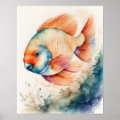 Waterverf Schilderen van Papegaaivissen Poster (Voorkant)