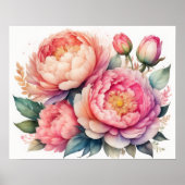 Waterverf Schilderen van Pioenen III Poster (Voorkant)