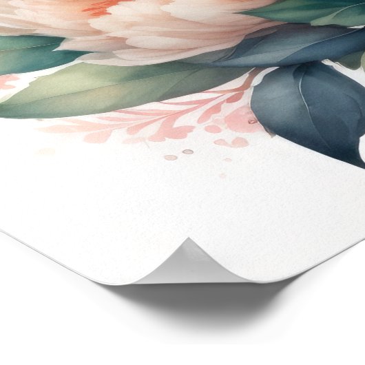 Waterverf Schilderen van Pioenen VII Poster (Hoek)