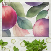 Waterverf Schilderen van Pruimen Theedoek (Gevouwen)