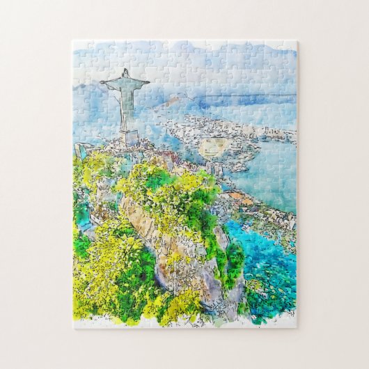 Waterverf Schilderen van Rio de Janeiro Legpuzzel (Verticaal)