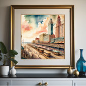 Waterverf Schilderen van Shoreline Boardwalk Poster