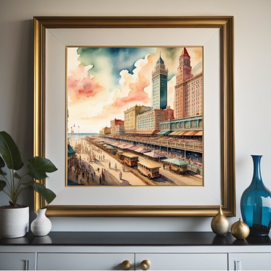 Waterverf Schilderen van  Shoreline Boardwalk Poster