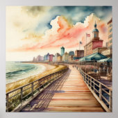 Waterverf Schilderen van  Shoreline Boardwalk Poster (Voorkant)