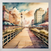 Waterverf Schilderen van Shoreline Boardwalk Poster (Voorkant)