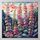 Waterverf Schilderen van Snapdragons Poster (Voorkant)