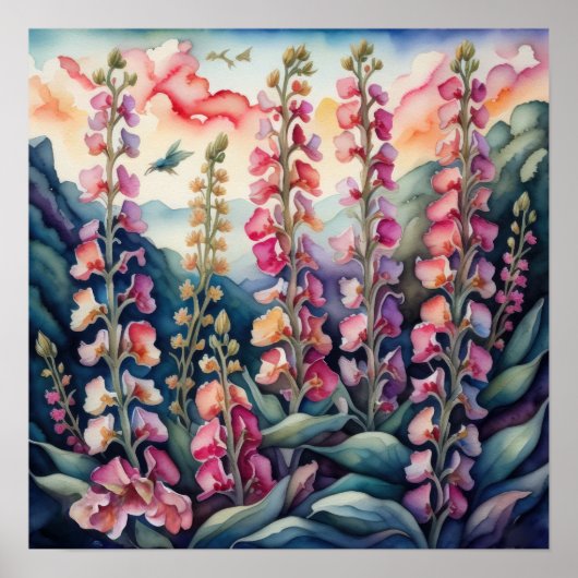 Waterverf Schilderen van Snapdragons Poster (Voorkant)