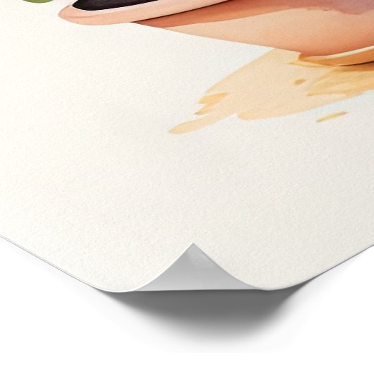 Waterverf Schilderen van Topiary Tree in Pot Poster (Hoek)