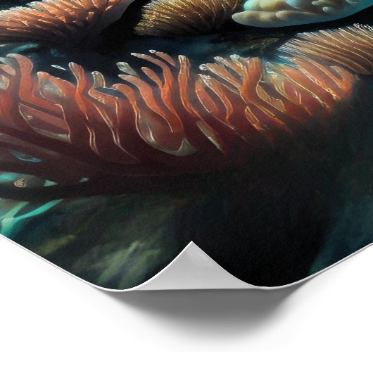 Waterverf Schilderen van Tropisch Onderwaterrif Poster (Hoek)