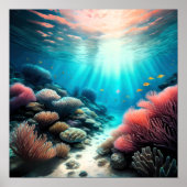 Waterverf Schilderen van Tropisch Onderwaterrif Poster (Voorkant)