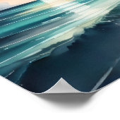 Waterverf Schilderen van Tropisch Strand bij Nacht Poster (Hoek)