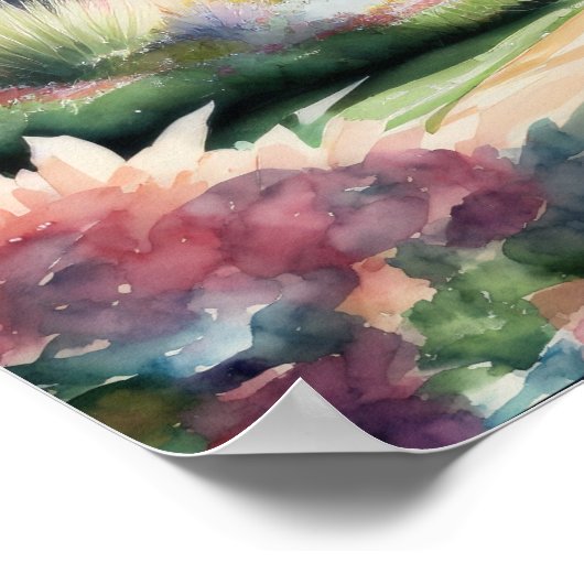 Waterverf Schilderen van Tuinlandschap Poster (Hoek)