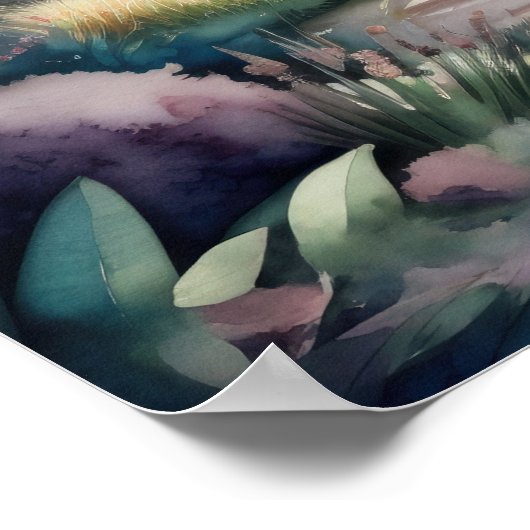 Waterverf Schilderen van Tuinlandschap Poster (Hoek)