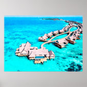 Waterverf Schilderen van Villa op de Malediven van Poster (Voorkant)