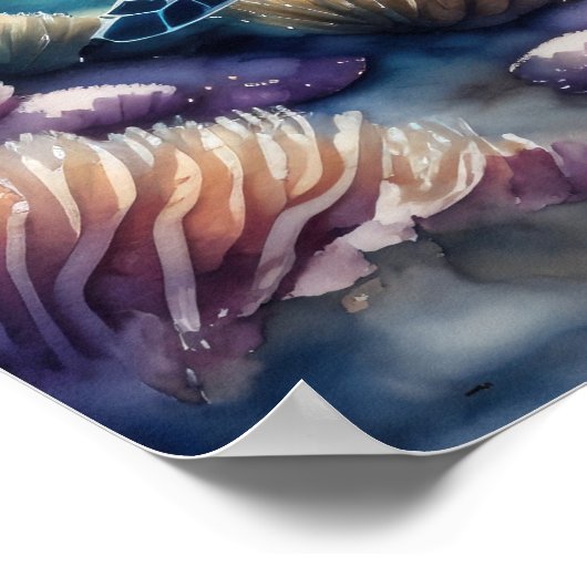 Waterverf Schilderen van Zee Schildpad 1:1 XIII Poster (Hoek)