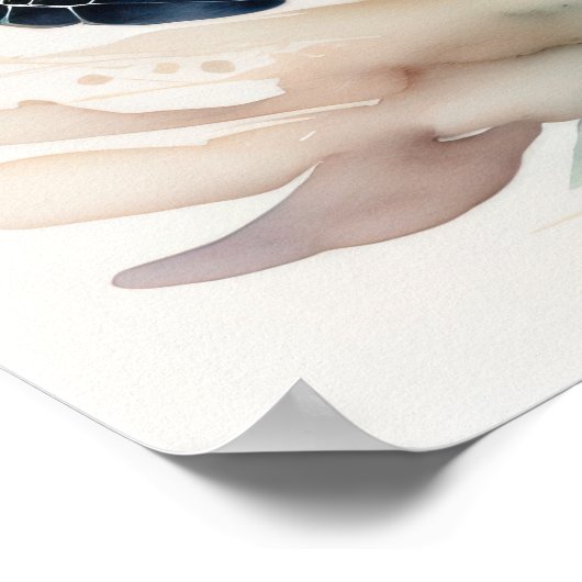 Waterverf Schilderen van Zee Turtle Muted Colours Poster (Hoek)