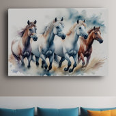 Waterverf Schilderen Wilde Paarden Poster