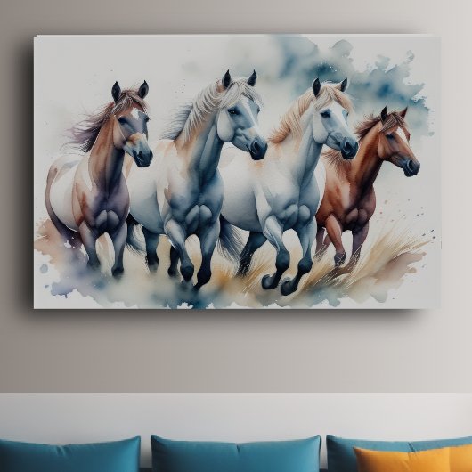 Waterverf Schilderen Wilde Paarden Poster
