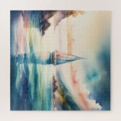 Waterverf Schilderen Zeilboot op het Water Legpuzzel (Horizontaal)