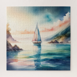 Waterverf Schilderen Zeilboot op het Water Legpuzzel