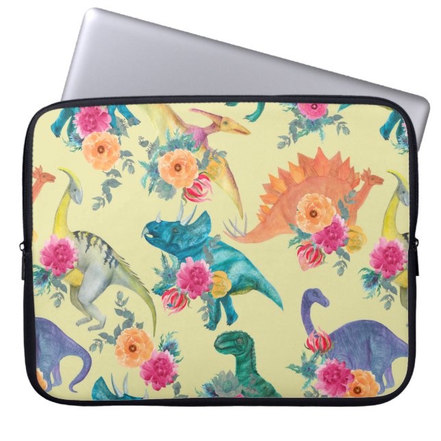 Waterverf schilderend dinosauripatroon. Naadloze b Laptop Sleeve (Voorkant)