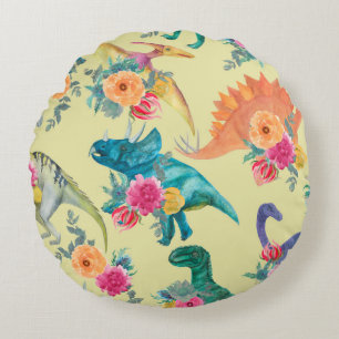 Waterverf schilderend dinosauripatroon. Naadloze b Rond Kussen