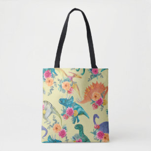 Waterverf schilderend dinosauripatroon. Naadloze b Tote Bag