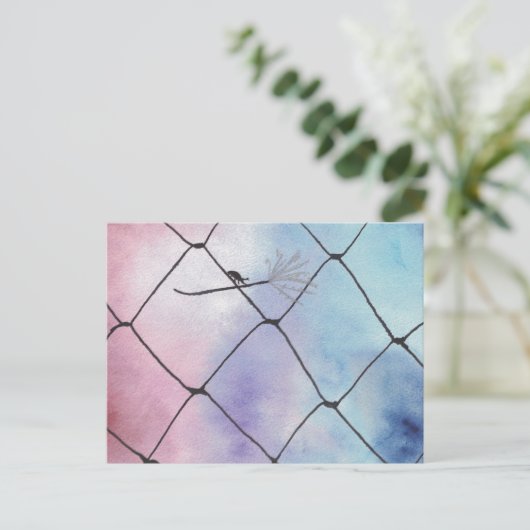 Waterverf Schilderend element op de omheining Briefkaart (Staand voorkant)