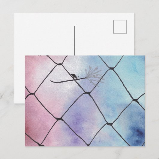 Waterverf Schilderend element op de omheining Briefkaart (Voorkant / Achterkant)