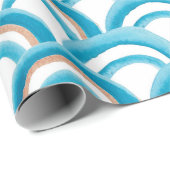 Waterverf schilderend naadloos patroon met blauwe cadeaupapier (Rol Hoek)