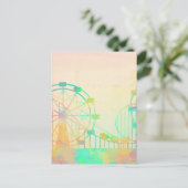 Waterverf Schilderende Ferris Wheel Fairground Art Briefkaart (Staand voorkant)