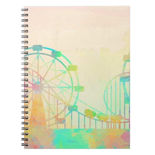Waterverf Schilderende Ferris Wheel Fairground Art Notitieboek (Voorkant)