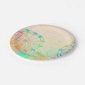 Waterverf Schilderende Ferris Wheel Fairground Art Papieren Bordje (Gekanteld)