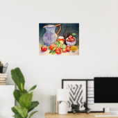 Waterverf Schilderende vruchten en doodlopende bot Poster (Thuiskantoor)