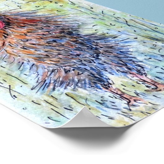 Waterverf schilderende vun-rooster poster (Hoek)