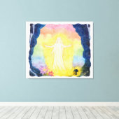  waterverf schilderengel en regenboog canvas afdruk (Insitu (Houten vloer))