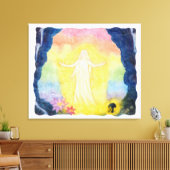  waterverf schilderengel en regenboog canvas afdruk (Insitu (Woonkamer))