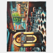 Waterverf Schilderij 1950's Diner Jukebox Fleece Deken (Voorkant)