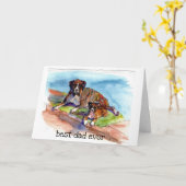 waterverf schilderij 2 Boxers, Beezer & pup, Sputz Kaart (Gele Bloem)