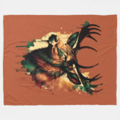 Waterverf Schilderij Aarde Gekleurde Elk Fleece Deken (Voorkant (Horizontaal))