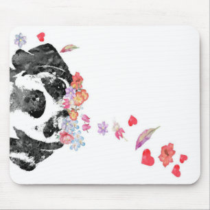 Waterverf Schilderij Beagle Dog Kransbloemen Muismat