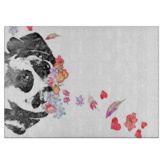 Waterverf Schilderij Beagle Dog Kransbloemen Snijplank