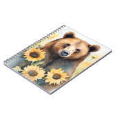Waterverf schilderij bruin Beer en zonnebloemen Notitieboek (Linkerzijde)