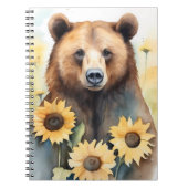 Waterverf schilderij bruin Beer en zonnebloemen Notitieboek (Voorkant)