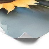 Waterverf schilderij bruin Beer en zonnebloemen Poster (Hoek)