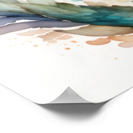 Waterverf schilderij bruin haar zeemeermin poster (Hoek)