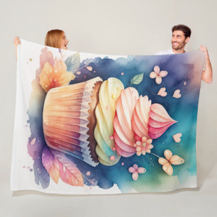 Waterverf Schilderij Cupcake Fleece Deken