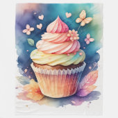 Waterverf Schilderij Cupcake Fleece Deken (Voorkant)